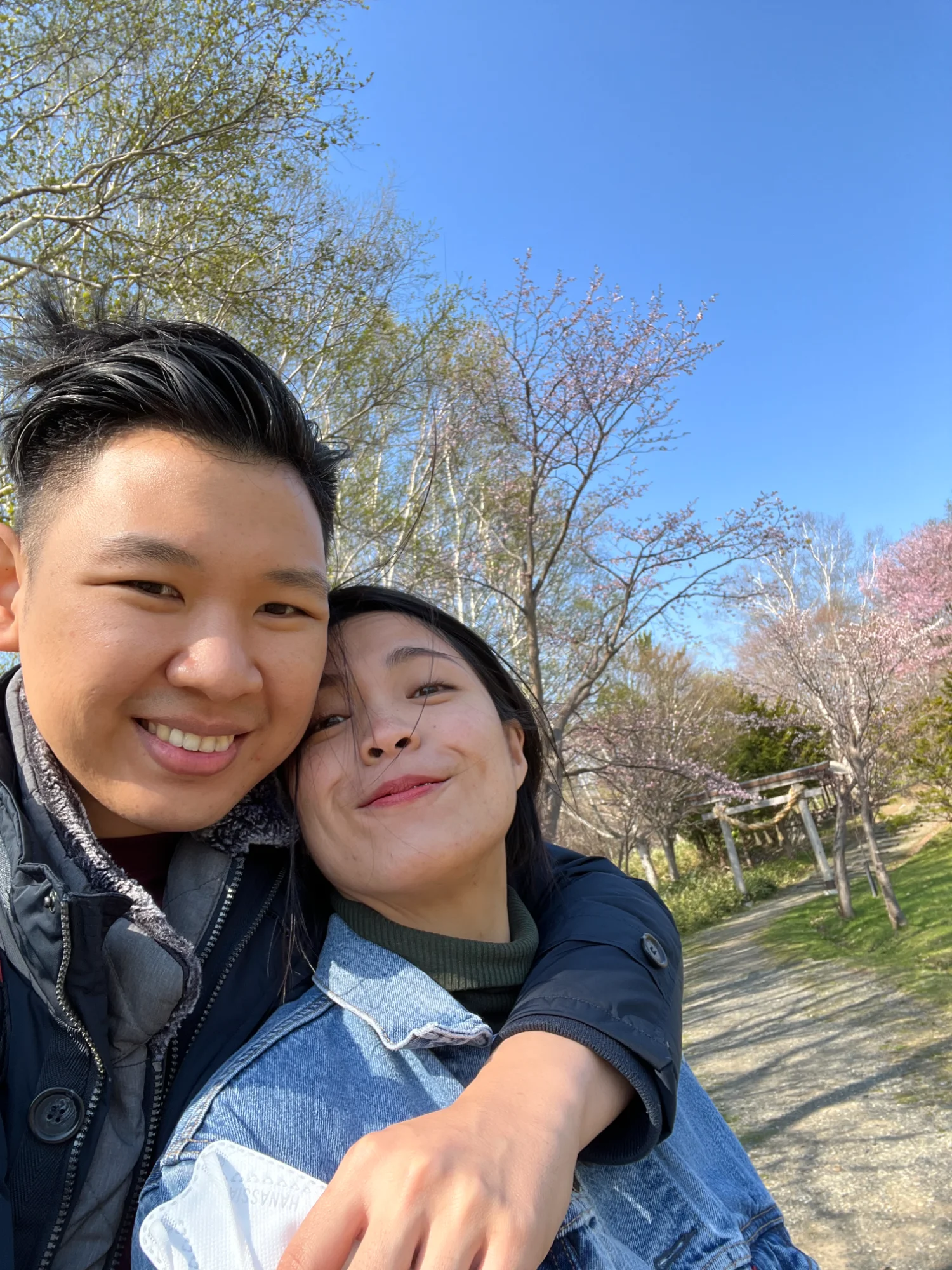 Couple with cherry blossoms