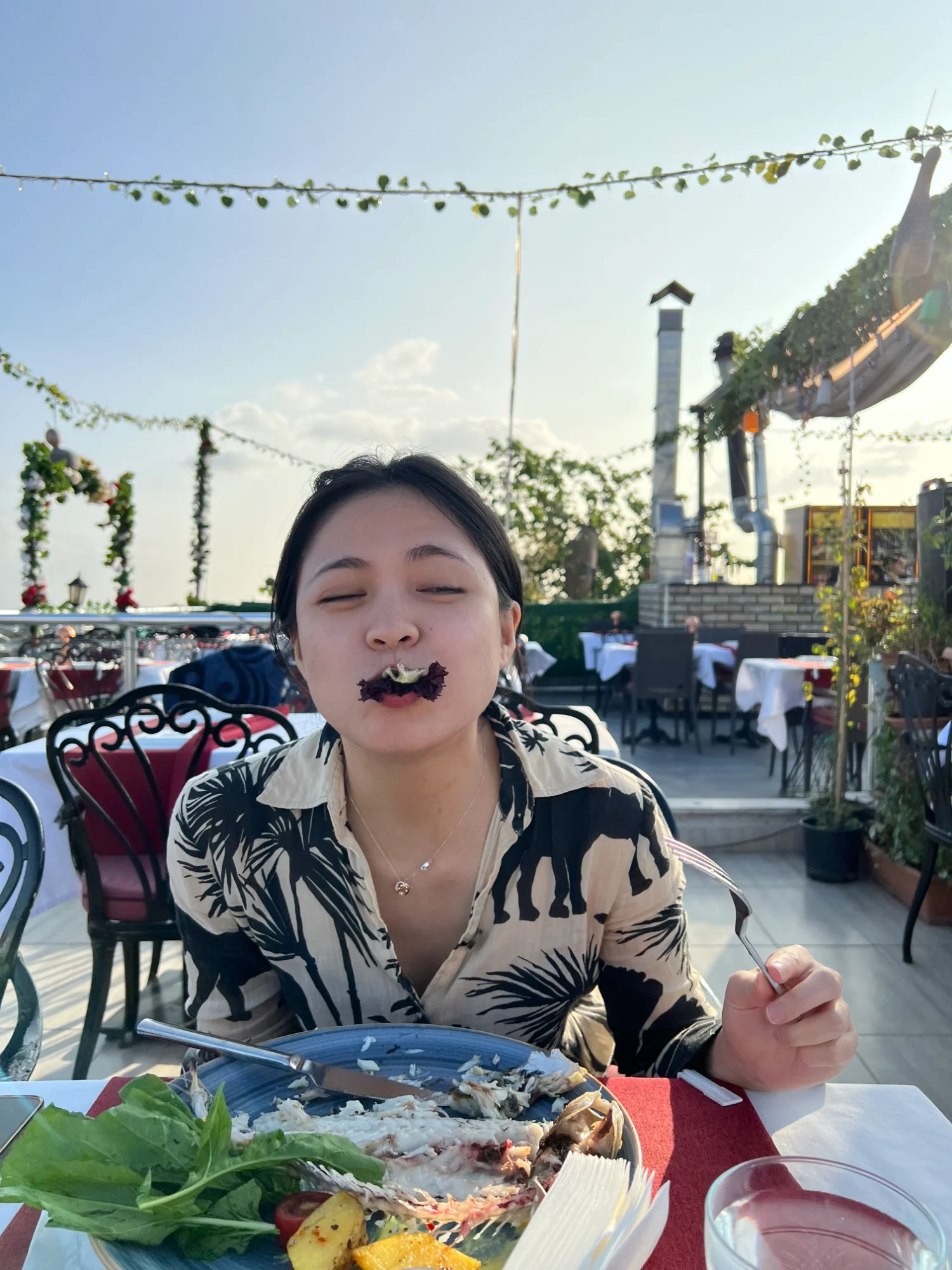 Enjoying Turkish food